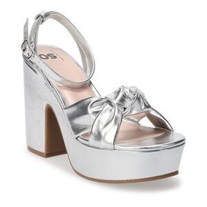 SO Violeta silver knotted toe cushion platform sandals 4” heel size 9 NWT
